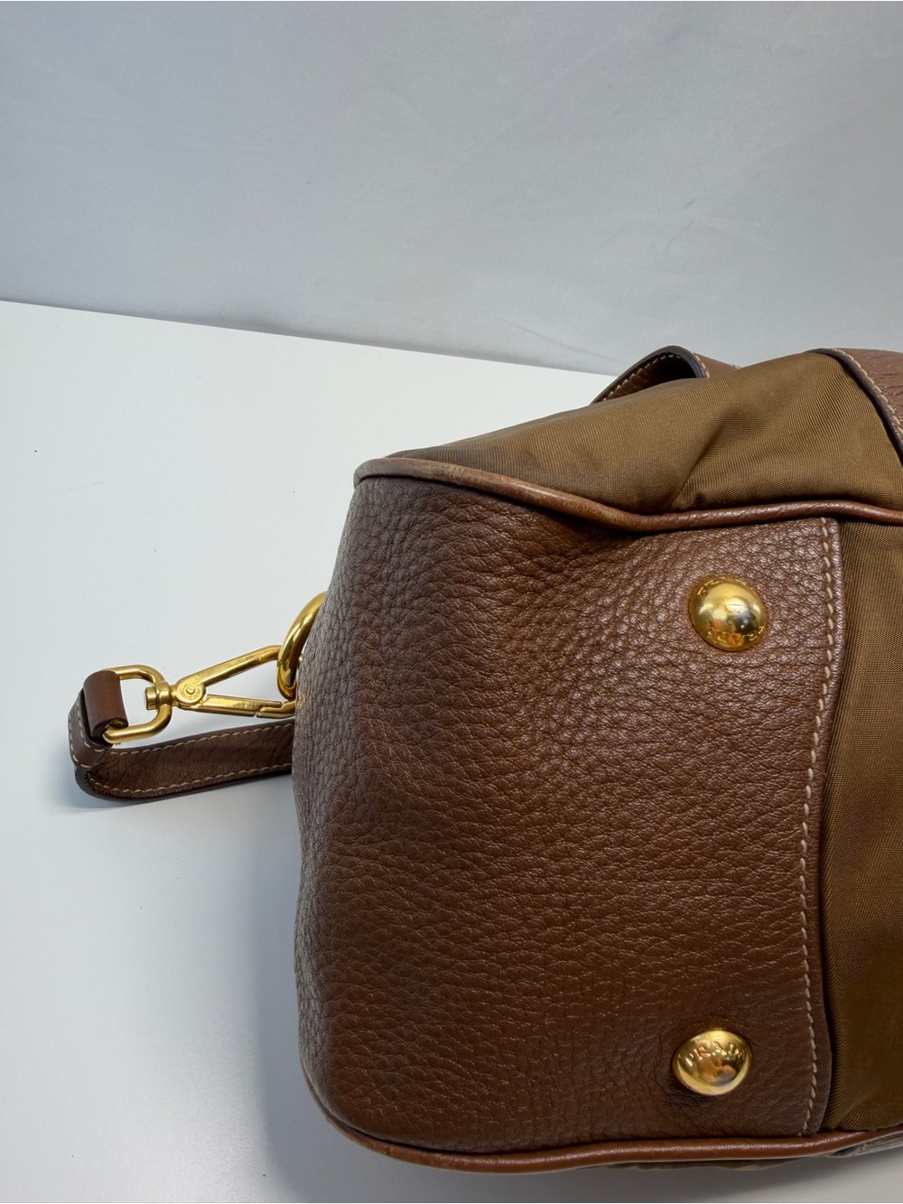 Prada Brown Nylon & Leather Messenger Satchel - Picture 9 of 11